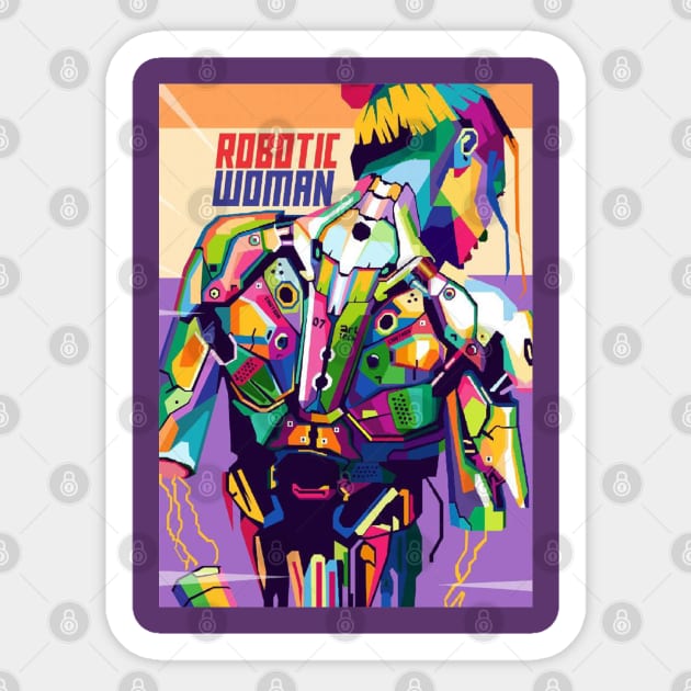 Robotic Woman Sticker by erikhermawann22